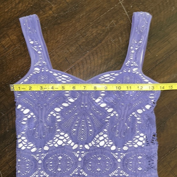 Free People Purple and white crochet overlay sleeveless fitted dress - Picture 10 of 12
